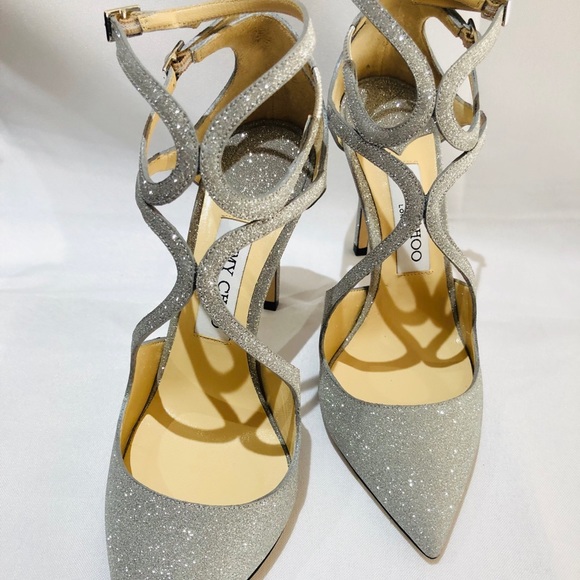 SOLD! Authentic Jimy Choo Lancer 100 Glitter Pumps - Picture 3 of 8